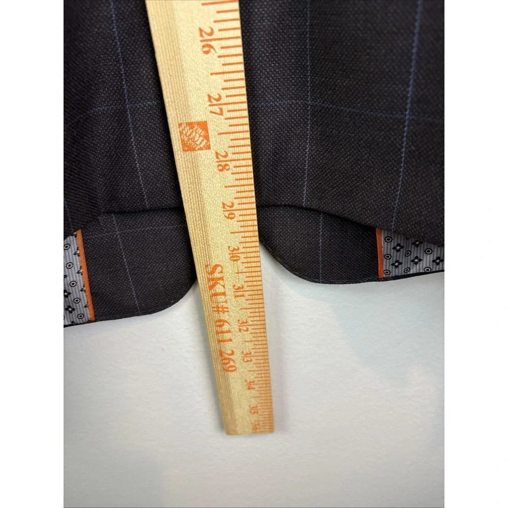 Tallia‎ Mens 100% Wool Sport Coat Blazer Jacket Two Button Brown 44R Windowpane